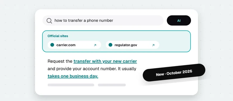 Illustration: a Google AI answer with an official sites section and inline links